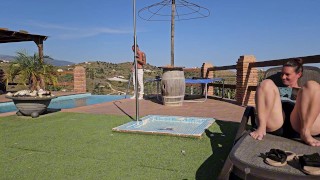 POOL GUY CAUGHT ME PLAYING WITH MY WET PUSSY I GAVE THE POOL GUY A HANDJOB