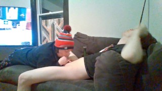 Green Socked Loser Cums under Heather Kane pressure!