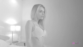 Erotic lesbian blondes Abby Cross and Blake Eden excitedly lick each other and use dildos.