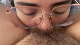 Lesbian sucking a sweet hairy bush