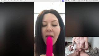 SHE WATCHES ME MASTURBATING CUMS TWICE!