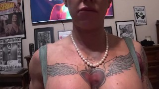 I give a sloppy blowjob to him and he gives me another pearl necklace...