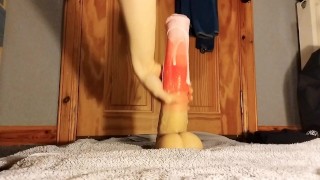 Cute Femboy fucks himself on large toy