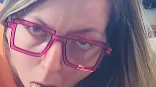 Listen to the sounds of her throat with a cock in it