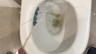 pissing like crazy on public bath