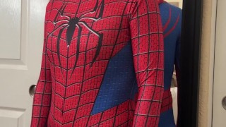 Cumshot in spandex / superhero costume (2 of 2)