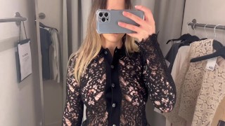 see through try on haul sexy girl trying on haul transparent clothes