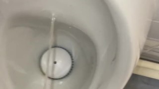 Desperate pee in public toilet 😩