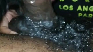 SLOPPY NASTY HEAD ON GORILLA DICK BEFORE IT CUMS IN EBONY WET MOUTH!!!!!!!!!!