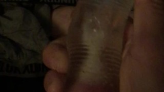 Cumming in a tight see thru pocket pussy