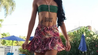 Teen footjob makes giant cock cum on the feet