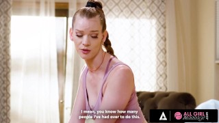 ALL GIRL MASSAGE - Rookie Masseuse Practices Her New Techniques During Naked Massage With Her Friend