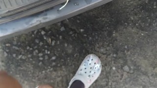 Morning Verbal Jerking off Big Black African Dick Outside Huge Cumshot Feet