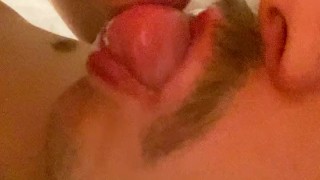 Self Suck with Cum in Mouth