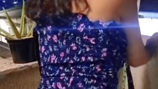 Exhibition on the balcony - hot girl dancing until she is naked