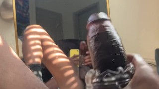 Edge With Me: Big Dick Fucks Fleshlight in the Mirror (Only Cum If I Cum Challenge)