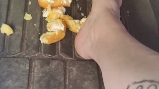 Pedal pumping and stomping Twinkies barefooted