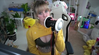 Banana girl licks your ears - shyphoebe girl with braces ASMR