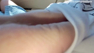 Horny Stepsister wants Me to Put My Hand under Skirt and Play with Her Big Tits in the Car