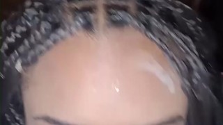 TEEN COLLEGE GIRL WITH BRAIDS TAKES A FACIAL IN PUBLIC