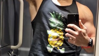 Hot boy too horny cums all over toilet