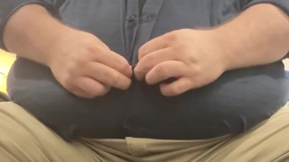 Chubby daddy bear getting undressed after work. Full video on OF