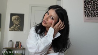 Beautiful busty latina joins me in bed - Queenie Sateen