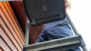 Real BUILDER relaxing in the evening after work