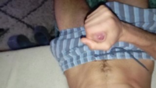 The Pig With The Big Cock Stained His Swimsuit With Precum, And He Had To Masturbate And Cum