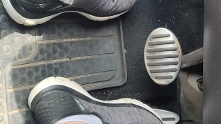Revving pedals with my sketchers sneakers and white ankle socks
