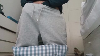 The Fitness Trainer Jerks Off Inside his Pants and Shows you his Cock