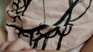 Rubbing Cock against My Stepsister's Cute Pink Panties and Hairy Pussy Fuck