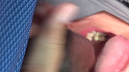 Mature Milf Gets her big fat white pussy fingered and swallow cum in car - Almost Caught - Publicly