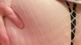 Fat ass slut in fishnets entertains you with her curves (no talking)