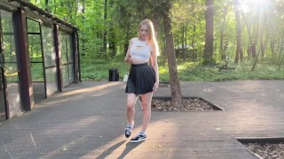 Beautiful smoking babe in the forest was fucked in ass and pissed in her mouth