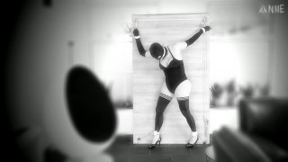 Selfbondage standing spread eagle