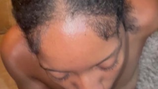 Lesbian Gives Sloopy Blowjob While Girlfriend Watch