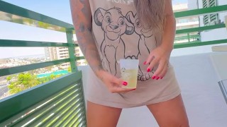 Pissing On The Terrace, A Neighbor Almost Saw Me😳