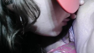 Tawny gapes Mazzy's pussy with a big, pink dildo before Jack fucks her with his cock