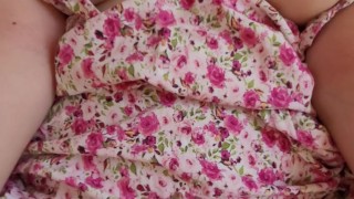 My Stepsister in Cute Dress with Hairy Pussy allows My Dick Pound Her