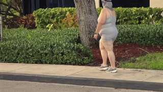 Fat ass busty milf white girl working out in leggings met black guy in public pussy fingering BBW