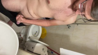 Using my cock in bathroom