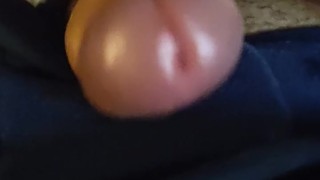 Needy leaky boy teases and rubs himself through panties until he squirts