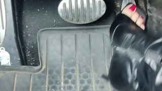 Hard pumping grinding stomping on my gas pedal with my stiletto boots