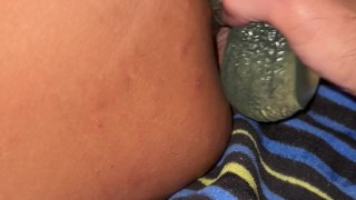 I wish you were here to help me with this giant dildo. It’s almost too much to handle. Almost