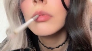 Sexy Alt Egirl smoking and dangling UpClose (Full Vid on my OnlyFans/ManyVids)