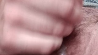 Crossdresser Wearing Denim Skirt Strokes Her Massive Clit