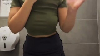 Anal squirt so hot in the mall and fingering pink pussy
