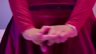 Latina crossdresser showing daddy her outfit