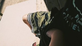 Trying To Not Get Caught In The Park Handjob & Footjob!